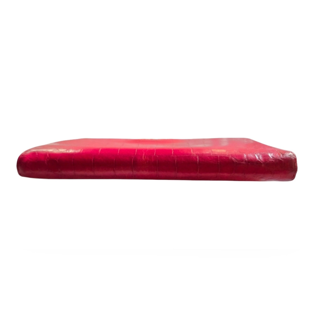 Miu Miu Dark Fuchsia Croc Embossed Leather Long Zip Wallet With COA - Picture 5 of 12